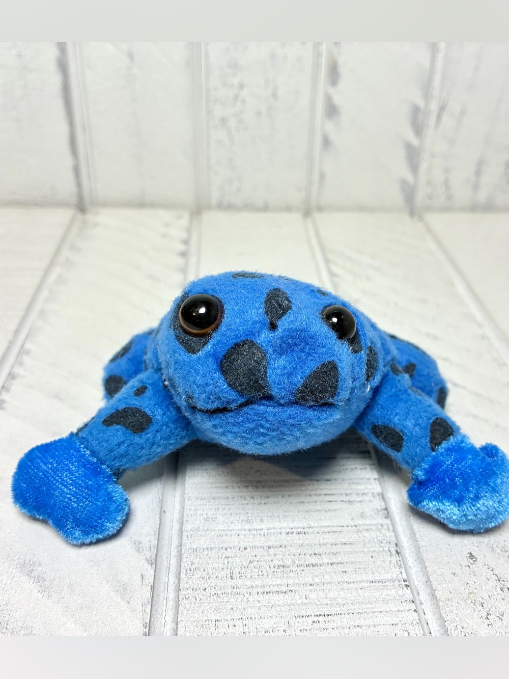 Poison Dart Frog Mini Plush Blue Frog With Black Spots Stuffed Animal Toy 3”